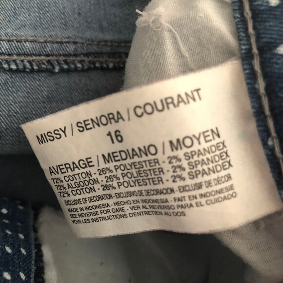 Gloria Vanderbilt Amanda Swiss Dot Jeans High Waist Slim Fit Medium Blue Size 16 - Picture 8 of 8